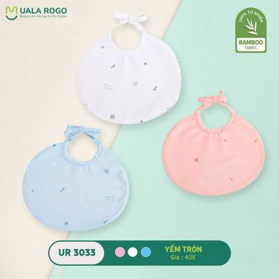 Yếm sơ sinh cho bé Ualarogo vải sợi tre BAMBOO mềm mịn thoáng khí co giãn cúc bấm 9514