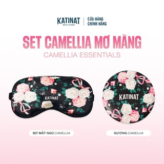  Set Camellia Mơ Màng – Gương Mini Cầm Tay và Bịt Mắt Lụa Mềm 