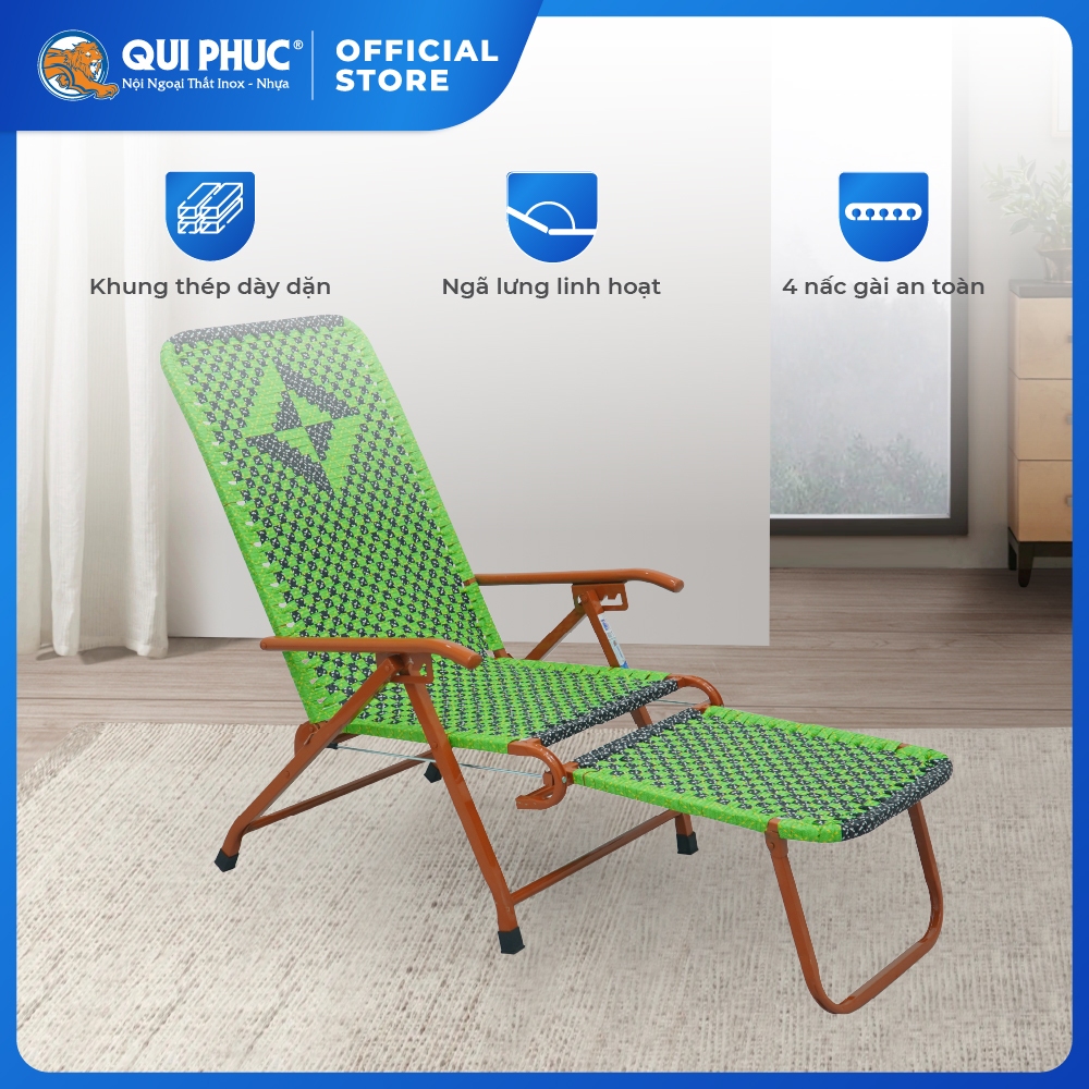 Ghế xếp gấp gọn Felix QUI PHÚC, dây nhựa, thoáng khí, dễ dàng di chuyển, thoải mái, thư giãn