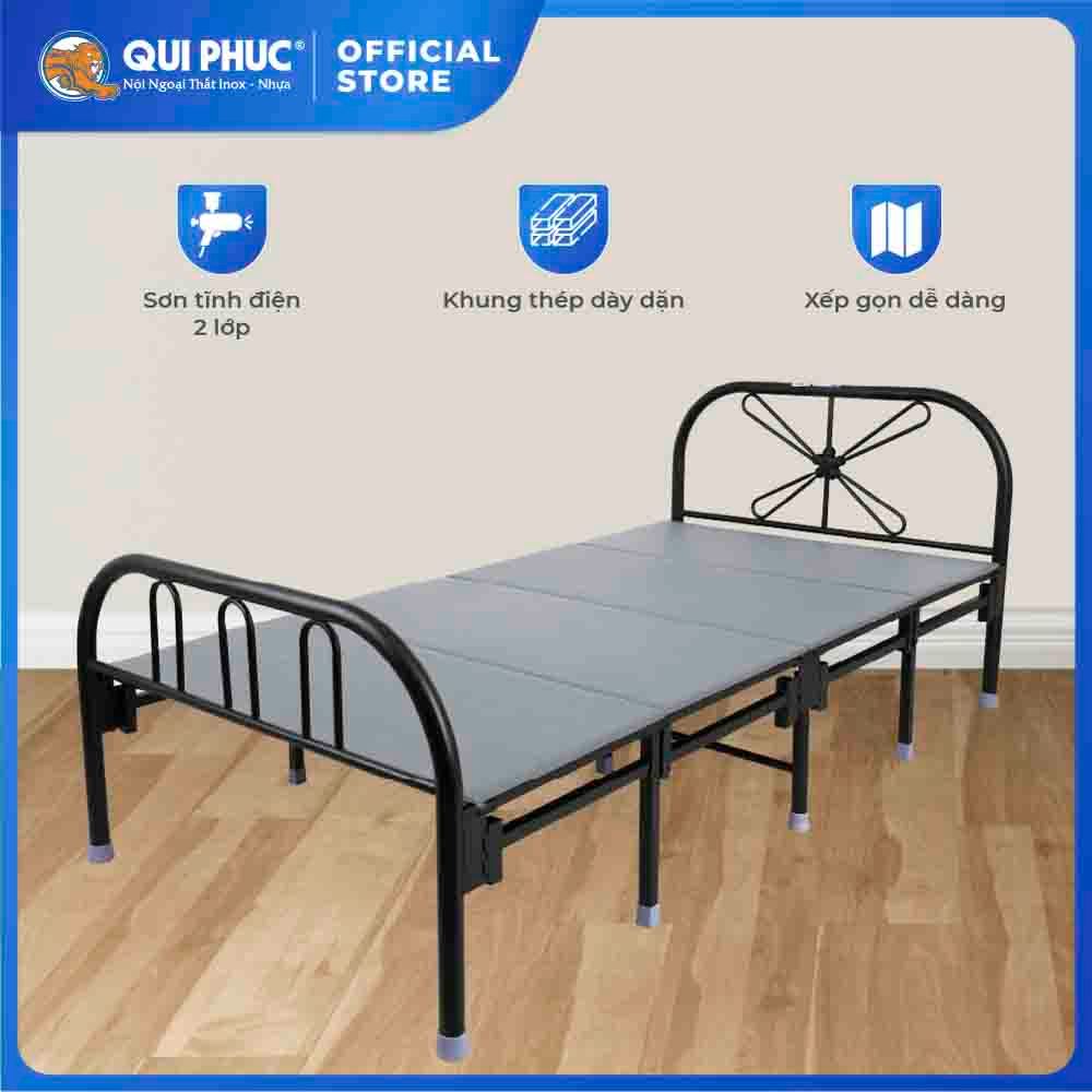 Giường gấp gọn Dona Luxy QUI PHÚC, giường sắt gấp gọn có nệm êm ái, xếp mở dễ dàng, chắc chắn