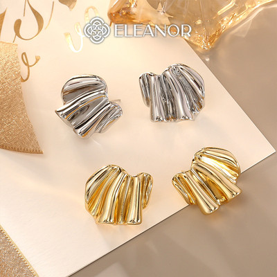 Bông tai nữ chuôi bạc 925 Eleanor Accessories hình lượn sóng phụ kiện trang sức khuyên tai 10286