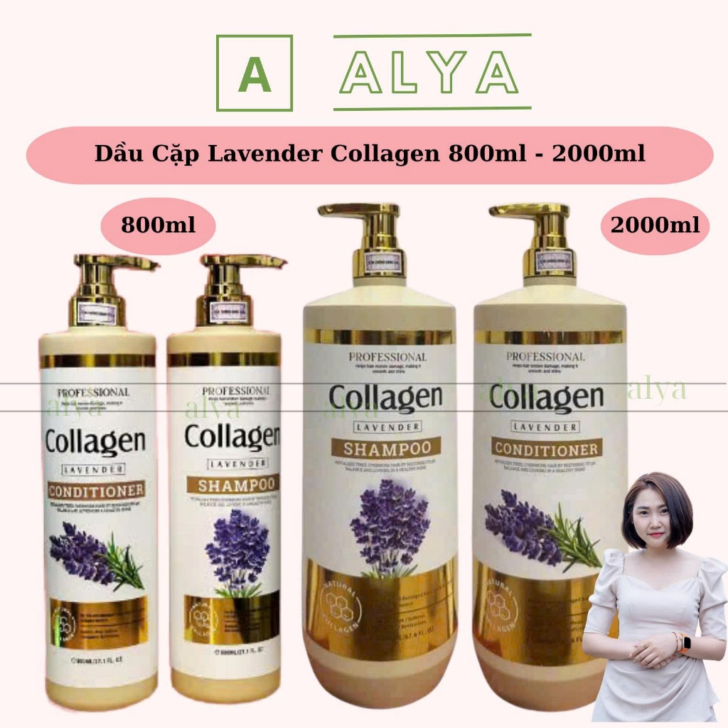 Cặp Dầu Gội Xả Lavender Collagen 2000ML. Giảm Rụng Tóc, Nhanh Mọc Tóc, Phục Hồi Tóc Hư Tổn