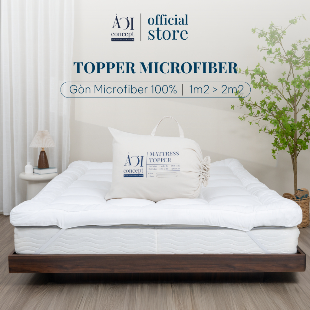 [Deal Sốc] Topper Gòn Dày 5cm 10cm Đủ Size Lông vũ Microfiber AOICONCEPT Vải Bọc Microfiber Cao Cấp