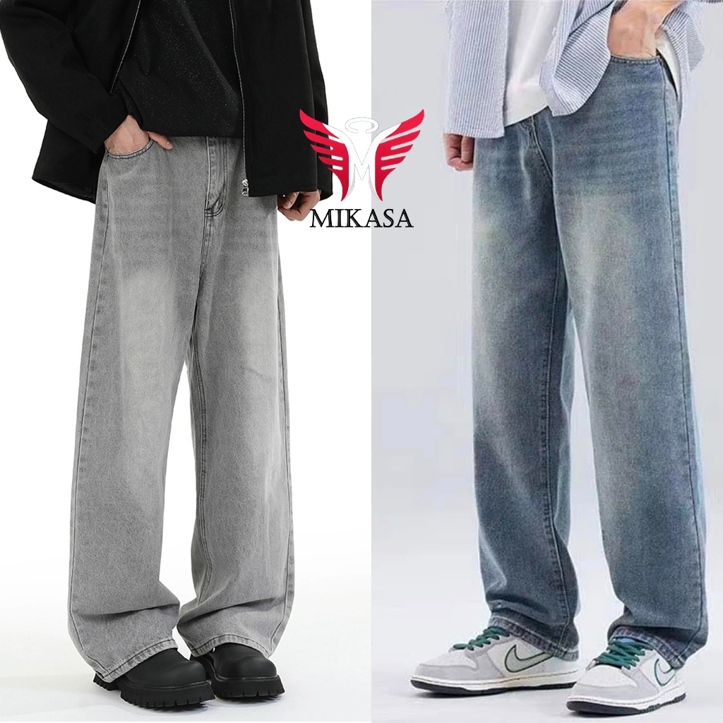 Quần jean baggy nam Xanh RETRO ống rộng xuông cạp cao Quần bò nam dáng suông xu hướng LUCY MALL
