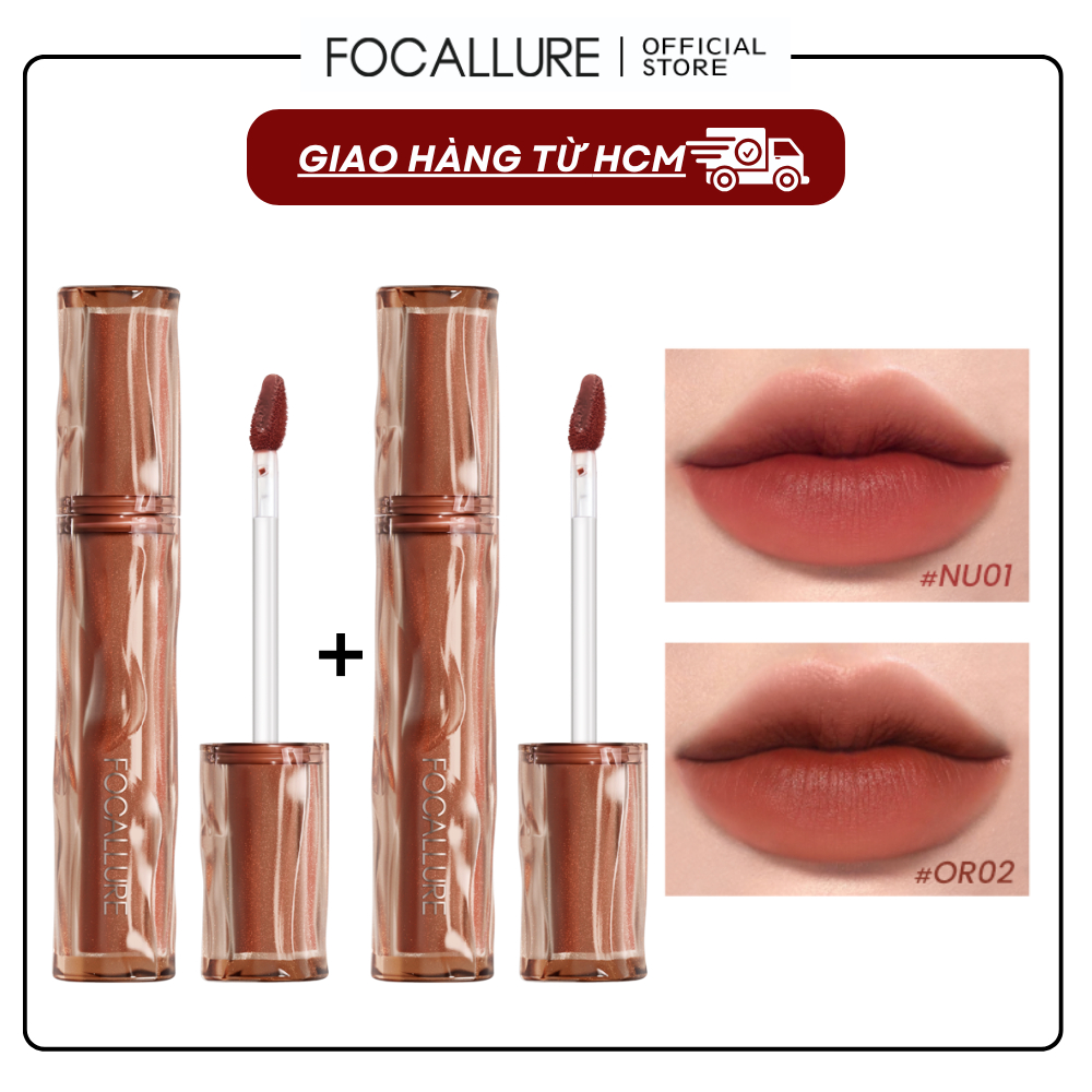 Combo 2 Son Kem Focallure Nhung Lì Mềm Mịn Thoáng Khí Cảm Giác Nhẹ Dưỡng Ẩm Lâu Trôi - 2gx2