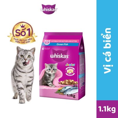 Thức ăn cho mèo con WHISKAS dạng hạt 1.1 kg.