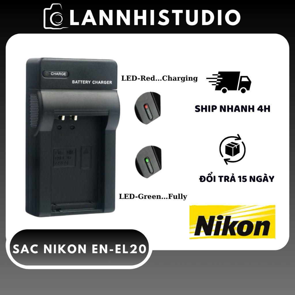 Sạc P.i.n Máy ảnh Nikon EN-EL20 cho máy ảnh Nikon sử dụng pin EL-20 bao gồm: Nikon 1 AW1, Nikon Cool