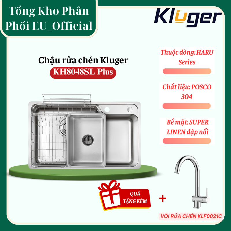Chậu rửa chén Kluger KH8048SL Plus Bảo hành 10 năm tặng vòi rửa