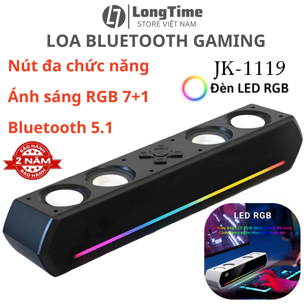Loa Bluetooth JK-1119 Gaming LED RGB Soundbar Để Bàn - Âm Thanh Hay, Bass Mạnh Pin Trâu Tặng AUX 3.5