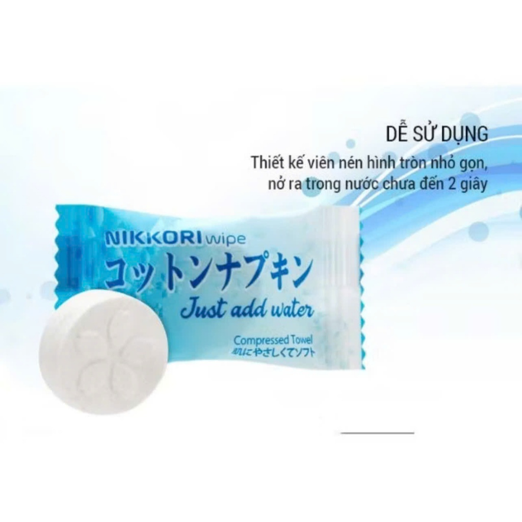 [QUÀ TẶNG KHÔNG BÁN] Khăn Nén Nikkori Tiệt Trùng Dạng Viên Sản Xuất Theo Công nghệ Nhật Bản, Bột Gỗ Tự Nhiên