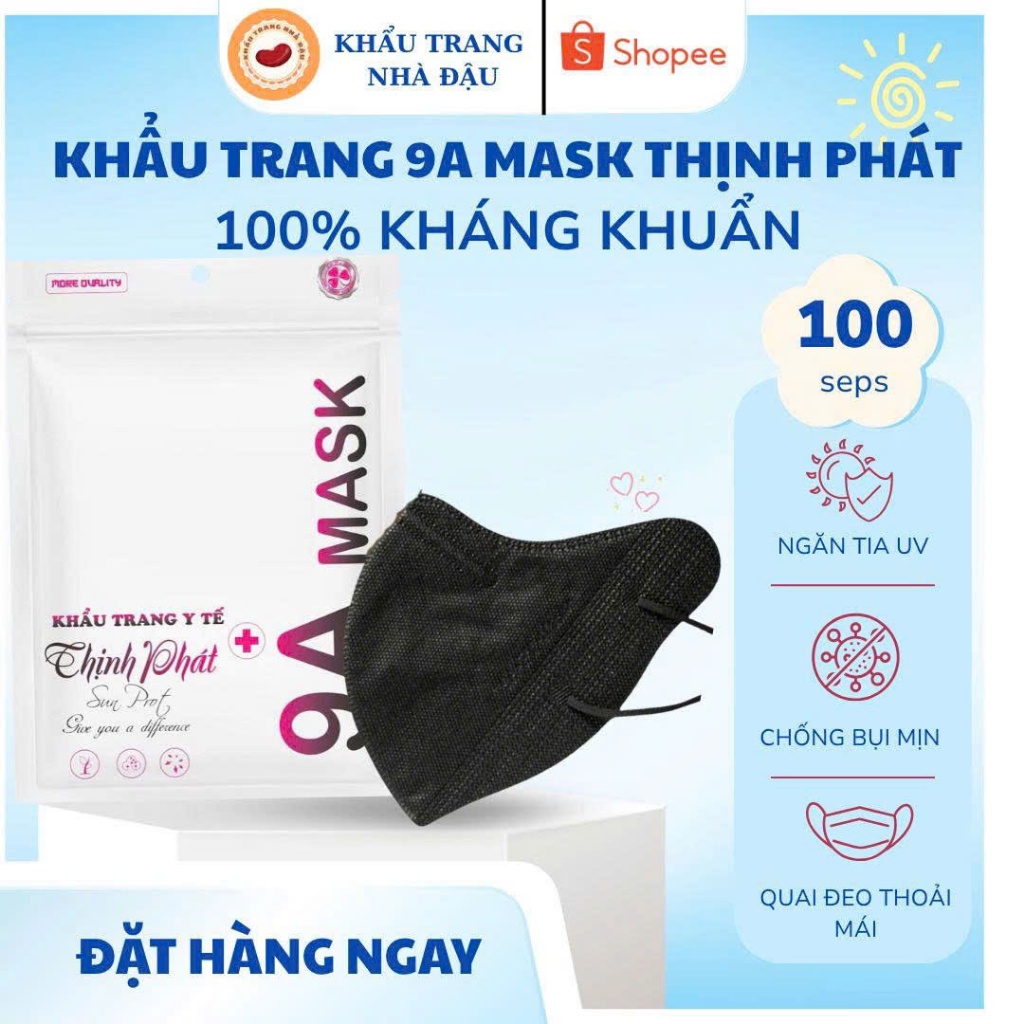 [200 Chiếc] Khẩu trang 9A chống nắng Thịnh Phát, 5 lớp dày dặn, size to, khẩu trang chống tia UV