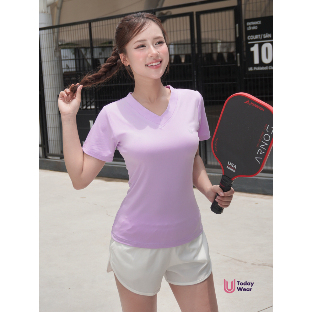 Áo thun cổ tim nữ Sera Top Today U Wear ngắn tay vải thoáng mát co dãn thấm hút mồ hôi chơi cầu lông pickleball | BigBuy360 - bigbuy360.vn