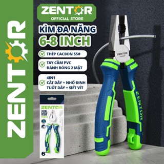 Kìm Đa Năng 6-8 inch Zentor Chính Hãng - Chất Liệu Thép Carbon Siêu Bền - Kìm Tuốt Dây Điện Cắt Dây Đa Năng