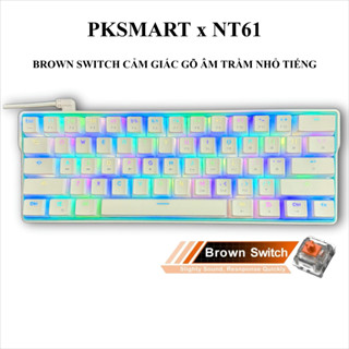  Bàn Phím Cơ 61 Nút Có Dây - PKSMART x NT61 - LED RGB - HOTSWAP - BROWN SWITCH - ĐÃ LÓT 2 TẦNG BÔNG EVA GIẢM THANH - PALE 