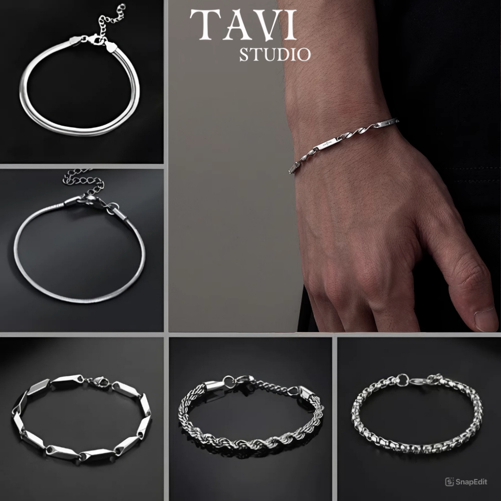 Vòng Tay Nam Nữ Dây Xích Bạc Không Gỉ – Phong Cách Hàn Quốc Unisex Tối Giản GenZ | TAVI STUDIO