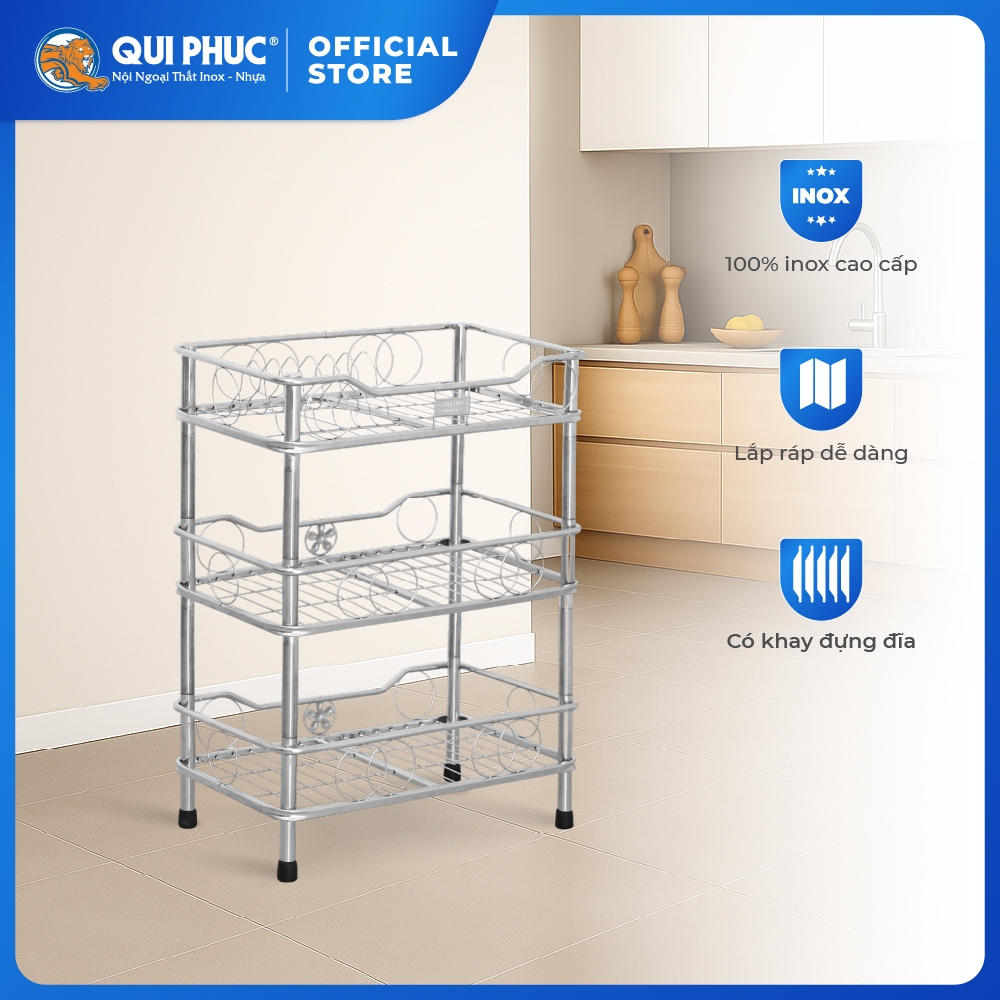 [HỎA TỐC] Kệ ống inox WIN tầng bằng QUI PHÚC, inox không gỉ, thiết kế lắp ráp, tiện dụng, đa năng