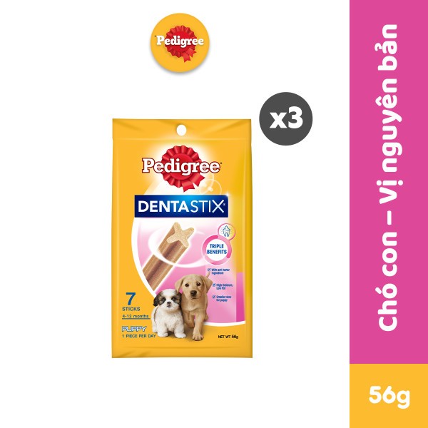 Bánh xương cho chó con PEDIGREE Dentastix (3 gói, 56g)