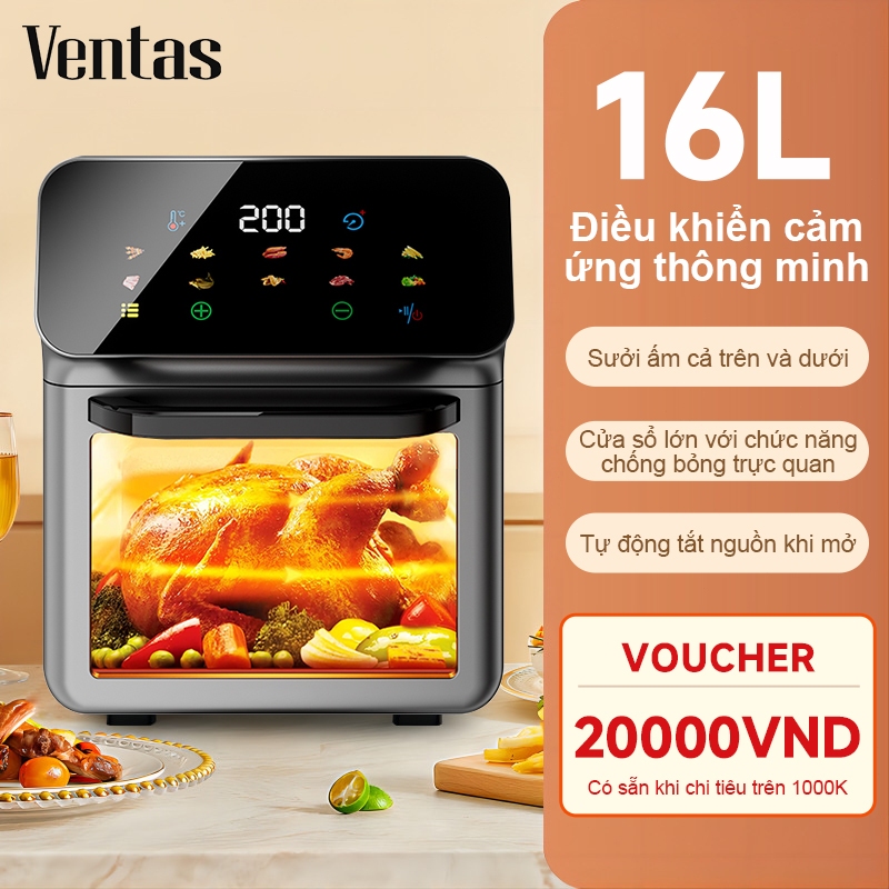 VENTAS Chiên Chiên Không Dầu 16L Màn hình cảm ứng LED công suất mạnh 1400~2200W Nồi chiên không dầu đa năng Air Fryer