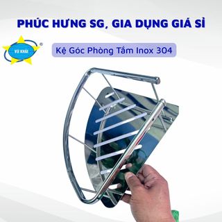 Kệ Góc Phòng Tắm 1 Tầng Inox 304 Vũ Khải - Nặng 700gr Dày 5 Ly Kích Thước D35cmxR25cmxC8cm