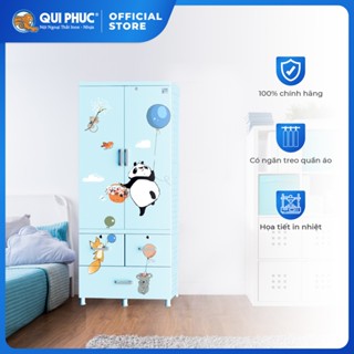Tủ nhựa Louis 2 tầng QUI PHÚC, tủ treo quần áo, kích thước lớn, chắc chắn, tiện dụng, an toàn