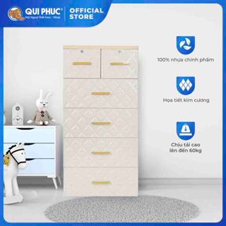 Tủ nhựa Paris 5 tầng QUI PHÚC, tủ đựng quần áo rộng rãi, chắc chắn, tiện lợi, an toàn sức khoẻ