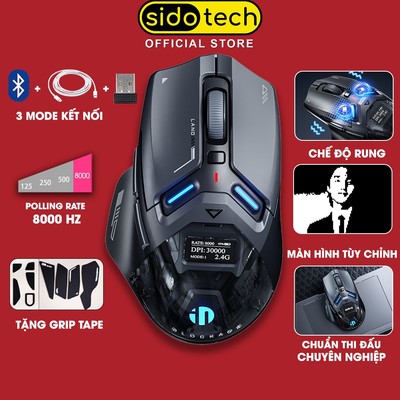 Chuột không dây gaming 8Khz SIDOTECH INPHIC IN9 ULTRA click rung màn hình tùy chỉnh PAW3950 3 mode pin sạc