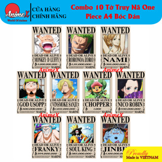 Combo 10 Tờ Poster Lệnh Truy Nã One Piece Wanted Anime Có Sẵn Keo Tranh Ảnh Dán Tường Bóc Dán AnimeX