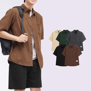Áo sơ mi nam nữ cộc tay chất nhung tăm cao cấp kiểu dáng form rộng unisex Menswear
