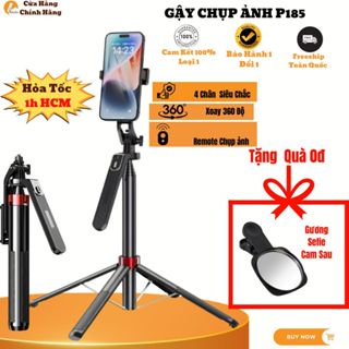 Gậy Chụp Ảnh P185 4 Chân Cầm Tay Có Đèn Chống Rung Cao 1m8 360 Độ Livestream Chụp Ảnh Quay Video Hello Store