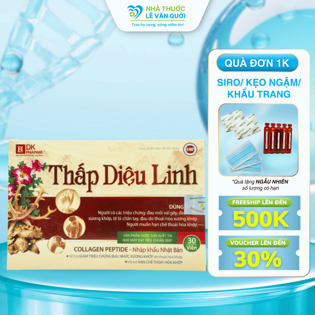 [✅ HÀM LƯỢNG CAO] Viên Uống Xương Khớp Thấp Diệu Linh Giảm Đau Nhức Xương Khớp Tê Bì Chân Tay Hộp 30