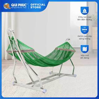Võng xếp inox cao cấp Felix Pisa QUI PHÚC, thiết kế hiện đại, chắc chắn, chịu tải 150kg, an toàn