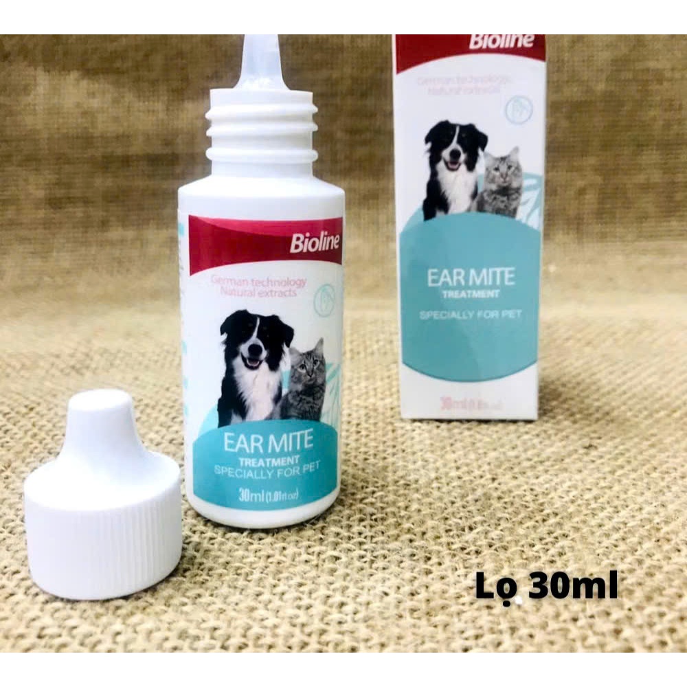 Dung Dịch Nhỏ Rận Tai trên chó mèo Bioline Ear Mite Treatment 30ml