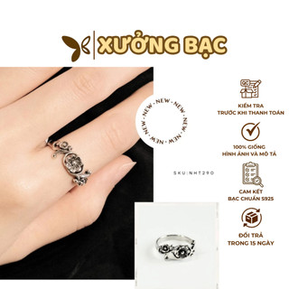  Nhẫn Chrome Heart Bạc s925 Không Gỉ Nam Nữ freesize Họa Tiết Tim Rỗng Xinh Xắn Xưởng Bạc Jewelry 