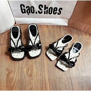 (chân day to tăng size) Dép xuồng cao gót 6cm S089 kiểu quai nơ mẫu mới siêu hack dáng