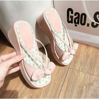 (chân day to tăng size) Dép xuồng cao gót 6cm S089 kiểu quai nơ mẫu mới siêu hack dáng