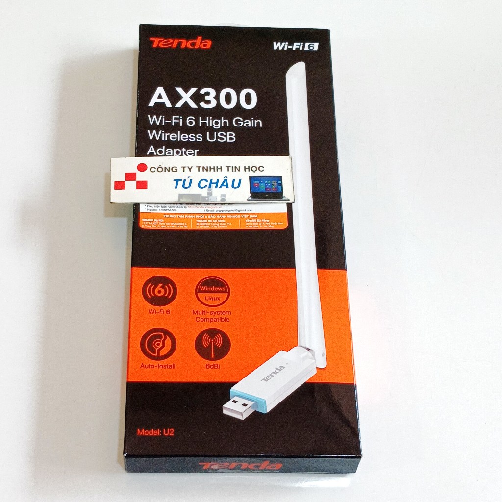 Usb thu Wifi Tenda AX300 Wifi 6 tốc độ 286Mbps / Anten 6dBi liền (Auto install Driver)