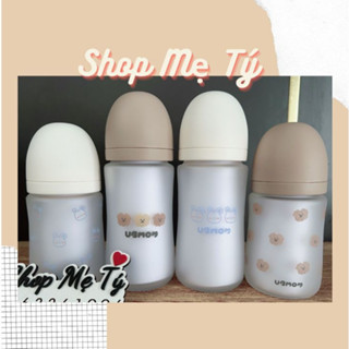 Bình sữa UBmom Thủy Tinh gấu nâu , thỏ tím Hàn Quốc size 180ml/ 240ml