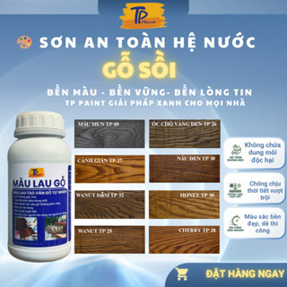  Sơn Wood Stain Lau Gỗ 1Kg Sơn  Gốc Nước TPpaint Phủ Gỗ Sồi Màu Nhiều Màu An Toàn Bền Màu 
