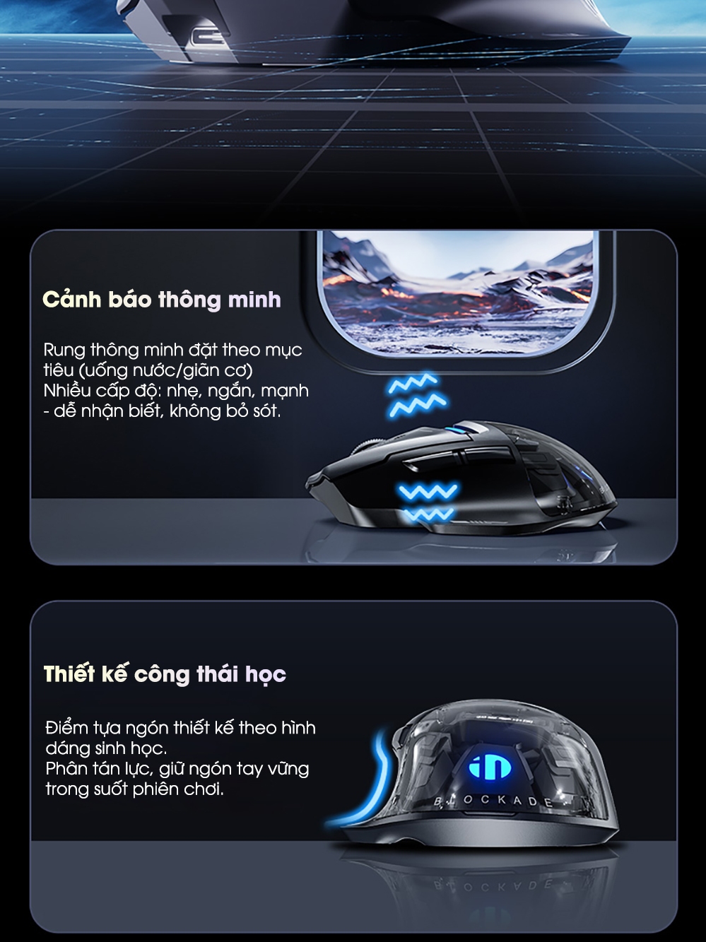 Chuột không dây gaming polling rate 8Khz TEKKIN INPHIC IN9 ULTRA click rung màn hình tùy chỉnh PAW39