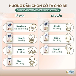 Combo 4 bịch Bỉm /Tã dán quần Moony Natural Trắng Nhập Khẩu Dán/Quần NB62/S58/M46/L38/L36/XL32