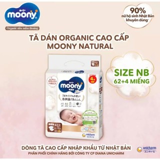 Combo 4 bịch Bỉm /Tã dán quần Moony Natural Trắng Nhập Khẩu Dán/Quần NB62/S58/M46/L38/L36/XL32