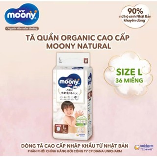 Combo 4 bịch Bỉm /Tã dán quần Moony Natural Trắng Nhập Khẩu Dán/Quần NB62/S58/M46/L38/L36/XL32