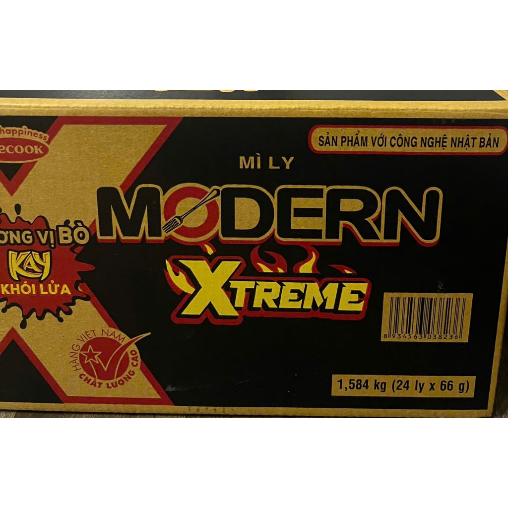  Mì ly Modern Xtreme Vị Bò Cay - thùng 24 hộp 