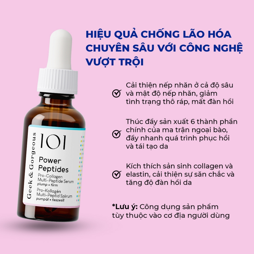Tinh Chất Kích Thích Tăng Sinh Collagen, Giảm Nếp Nhăn, Phục Hồi Geek&Gorgeous Power Peptides 30ml | BigBuy360 - bigbuy360.vn
