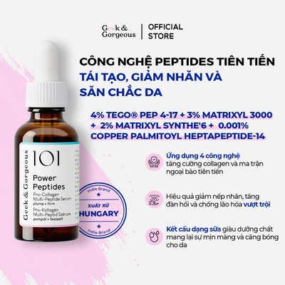Tinh Chất Kích Thích Tăng Sinh Collagen, Giảm Nếp Nhăn, Phục Hồi Geek&Gorgeous Power Peptides 30ml