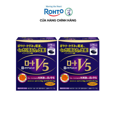 [VB] Combo 2 Hộp viên uống bổ mắt Lutein, hỗ trợ cải thiện thị lực Rohto V5 (Hộp 30 viên x 2)