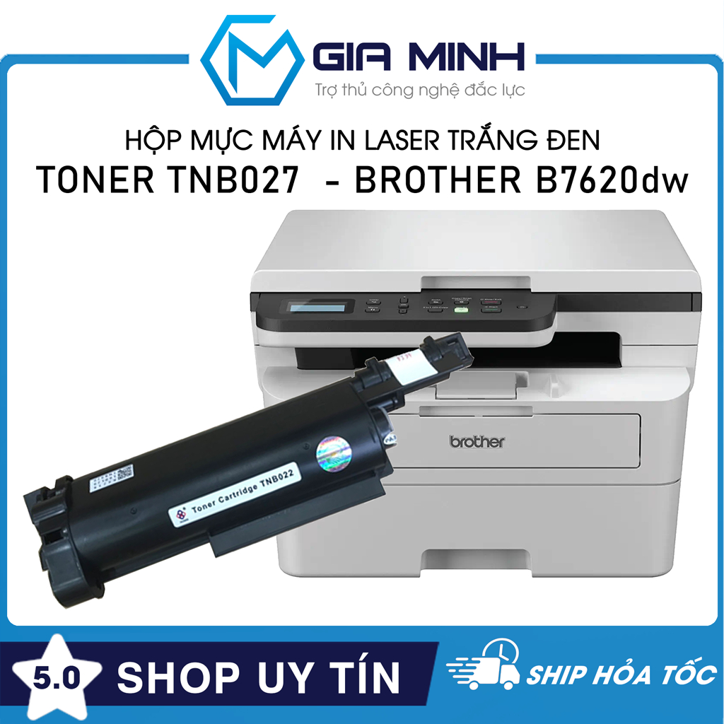 Hộp Mực Máy In Toner TNB027/TNB022 - Tương Thích Máy In Laser Brother B7620dw - Full VAT - Full Box