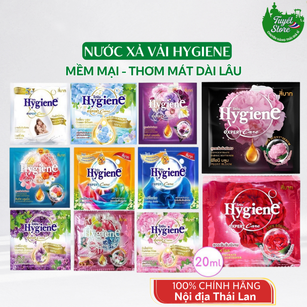 [Combo 24 gói] Nước Xả Vải Đậm Đặc Hygiene Nội Địa Thái Đủ Màu, Nước xả Hygiene Thái Lan