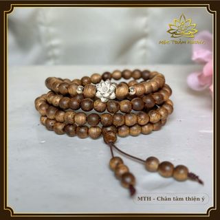  Vòng Tay Trầm Hương Chuỗi Tràng 108 Hạt Mix Charm Bạc  Bạc Mạ Vàng S925  Mộc Trầm Hương MTH 