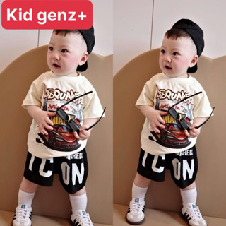 Set áo phông Dsq car + quần short trẻ em , bộ áo thun quần cộc trẻ em unisex , kid genz